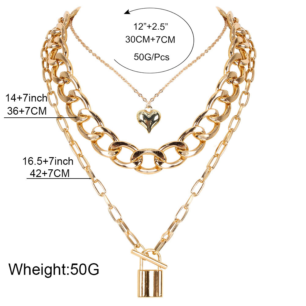 Punk Heart Shape Alloy Plating Necklace