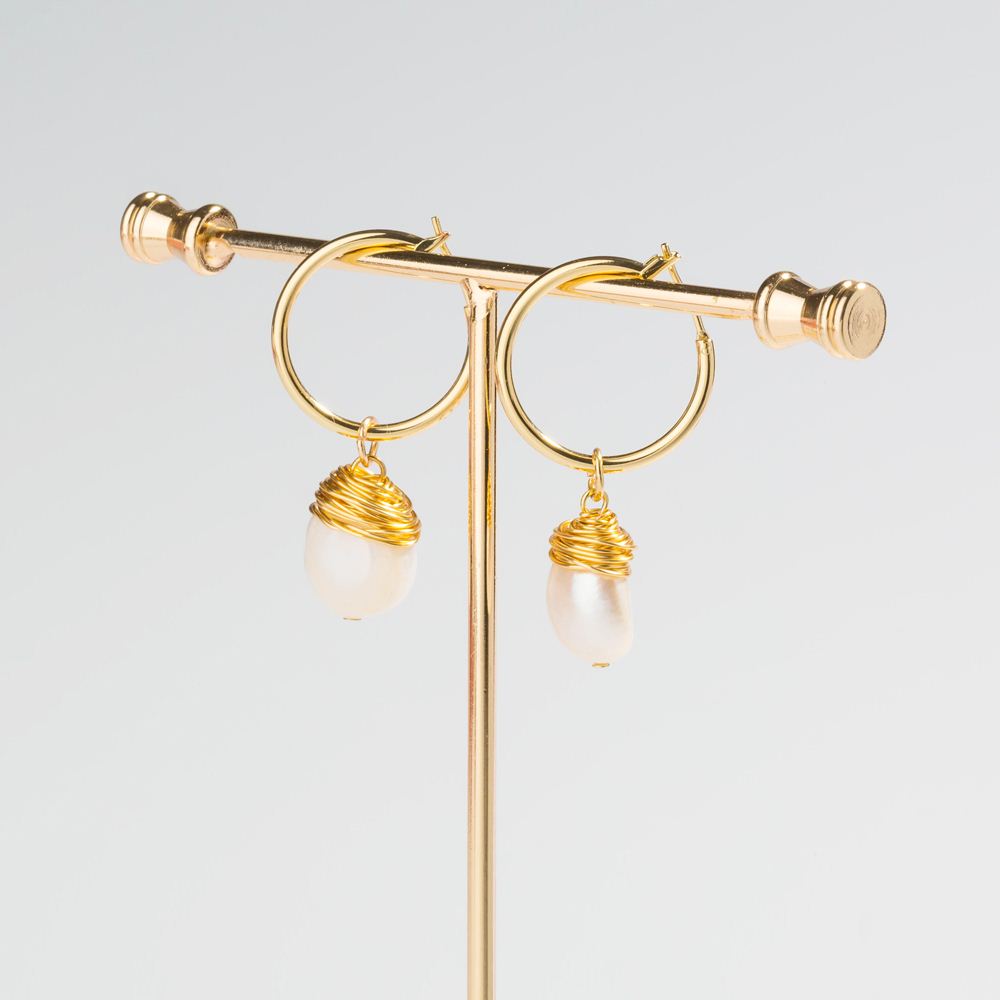 Fashion Circle Alloy Plating Pearl Earrings 1 Piece
