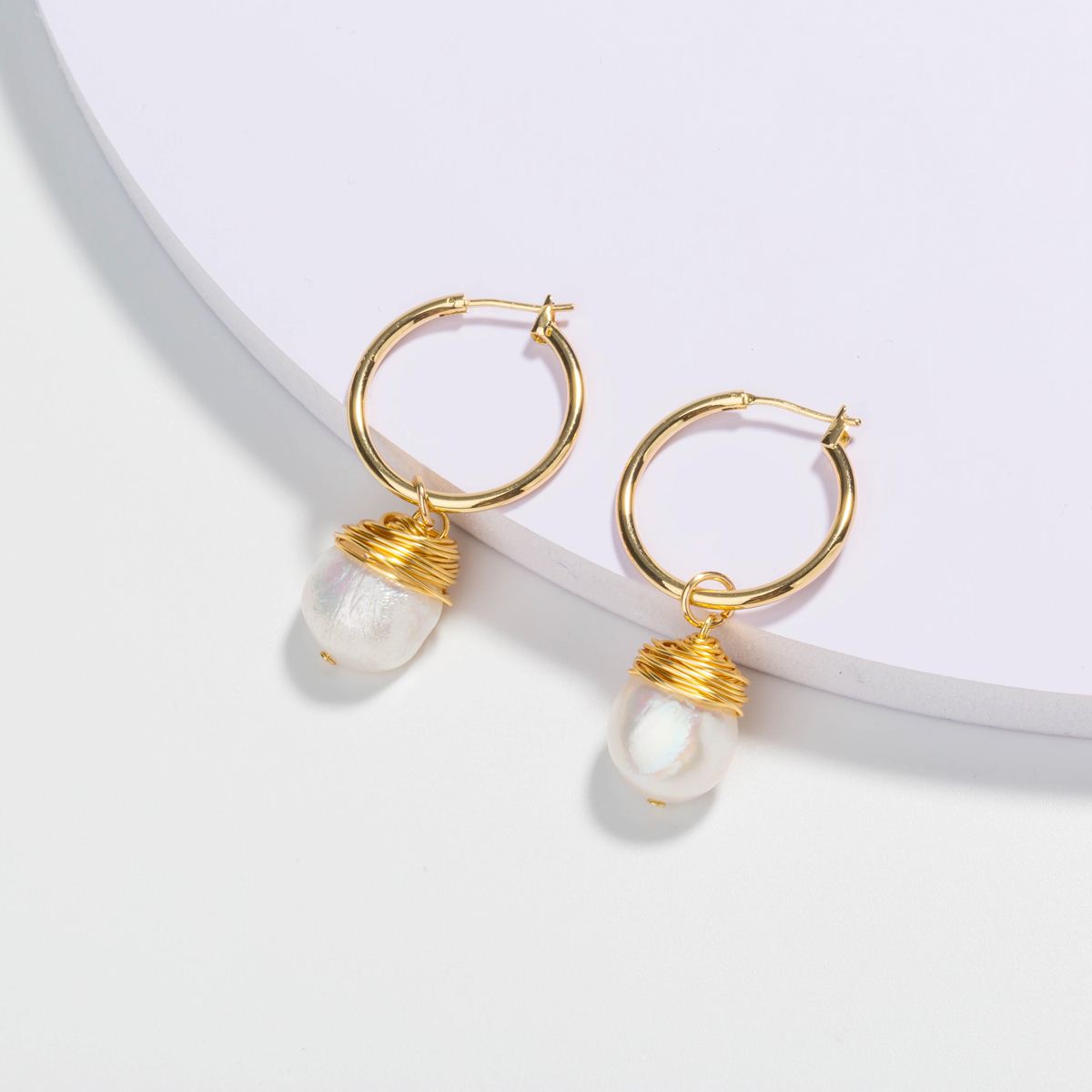 Fashion Circle Alloy Plating Pearl Earrings 1 Piece