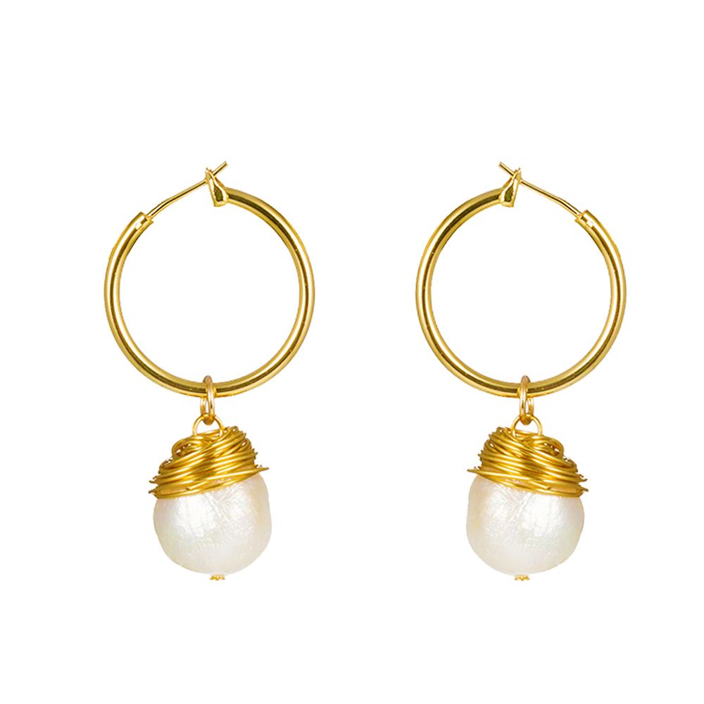 Fashion Circle Alloy Plating Pearl Earrings 1 Piece
