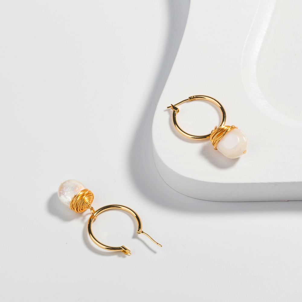 Fashion Circle Alloy Plating Pearl Earrings 1 Piece