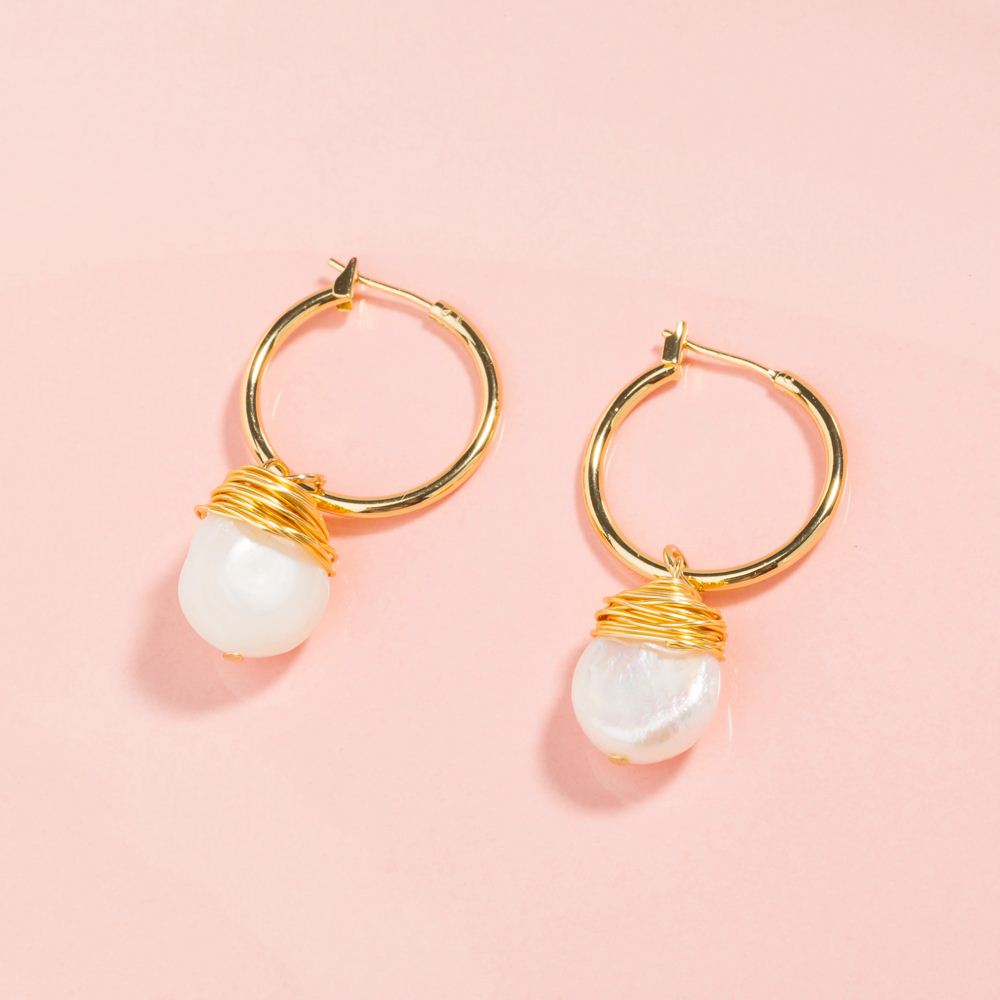 Fashion Circle Alloy Plating Pearl Earrings 1 Piece