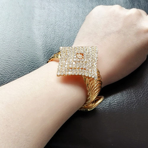 Fashion Diamond Alloy Plating Diamond Artificial Diamond Bangle 1 Piece