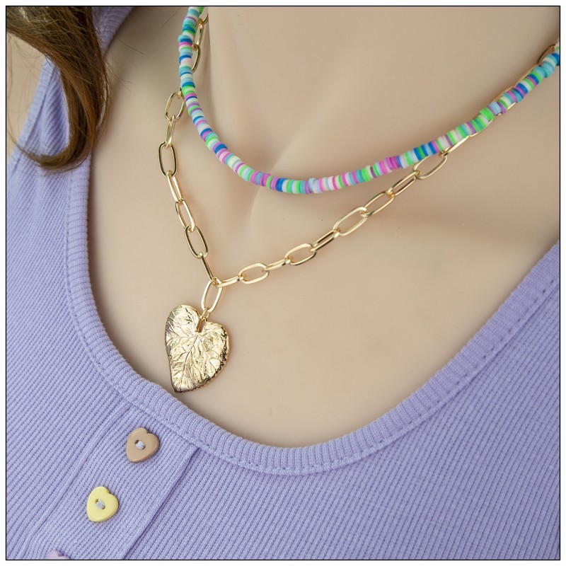 Womenu0027S Oversized Heart Alloy Necklace Beads Necklaces