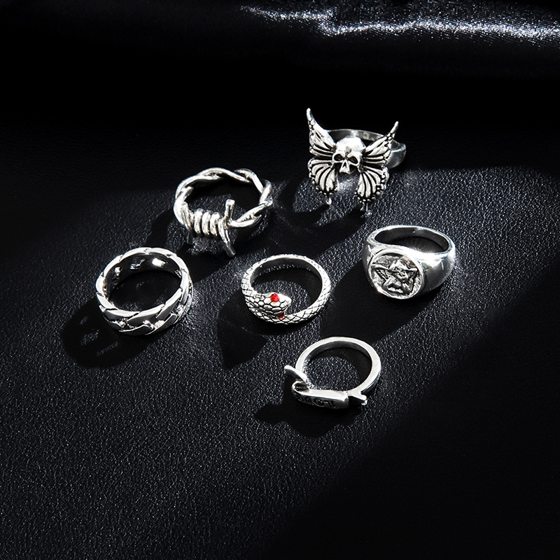 Punk Geometric Animal Skull Alloy No Inlaid Rings