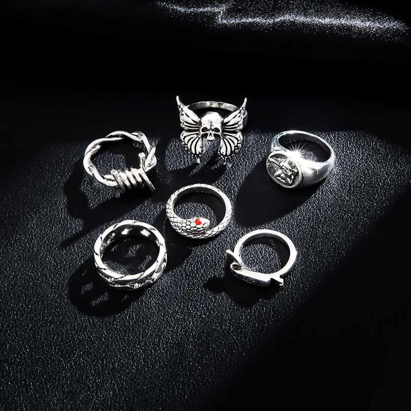 Punk Geometric Animal Skull Alloy No Inlaid Rings