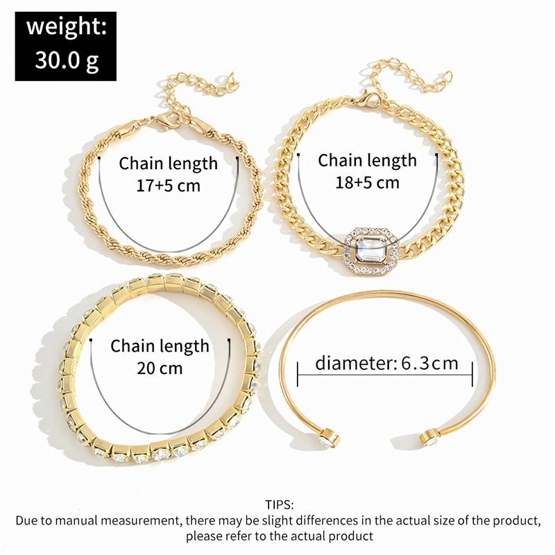 Fashion Geometric Alloy Rhinestone Bangle