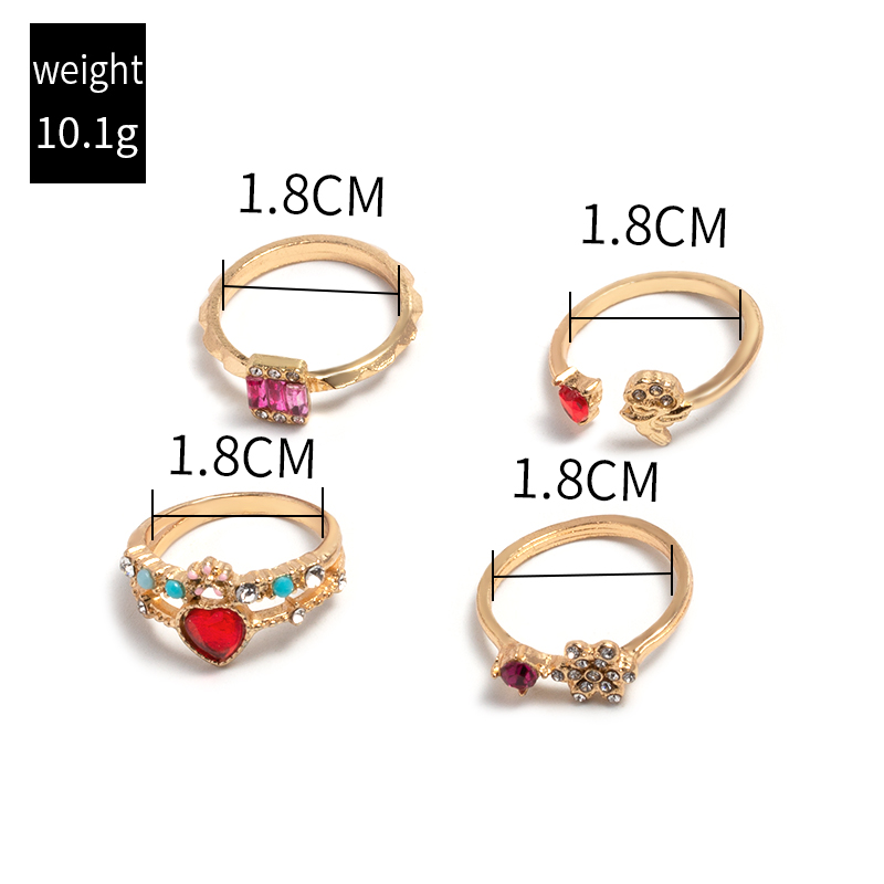 Womenu0027S Sweet Heart Flower Alloy Rings Zircon Stainless Steel Rings