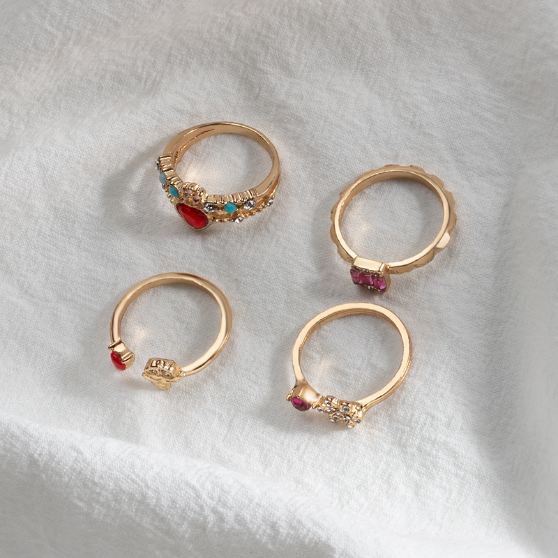 Womenu0027S Sweet Heart Flower Alloy Rings Zircon Stainless Steel Rings