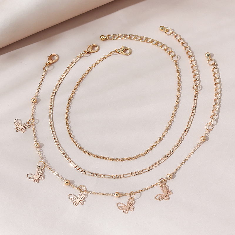 Womenu0027S Simple Style Butterfly Alloy Anklet Layered Body Jewelry