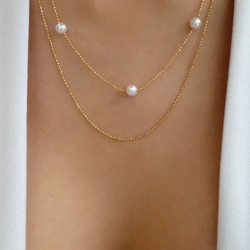 Womenu0027S Simple Style Solid Color Imitation Pearl Alloy Necklace Layered Necklaces