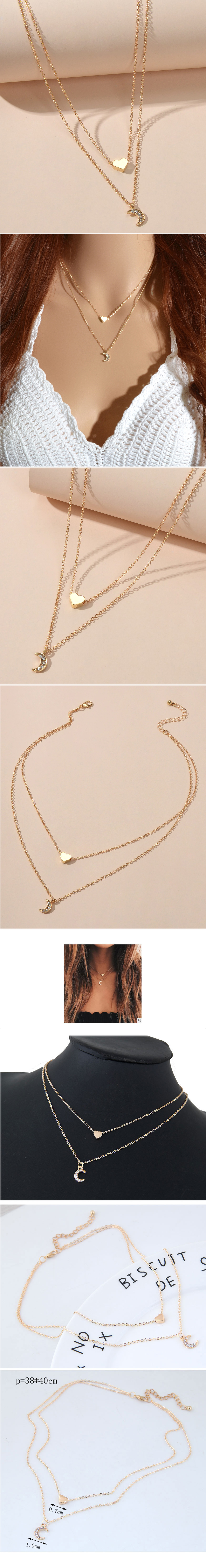 Simple Style Moon Alloy Inlay Rhinestone Necklace