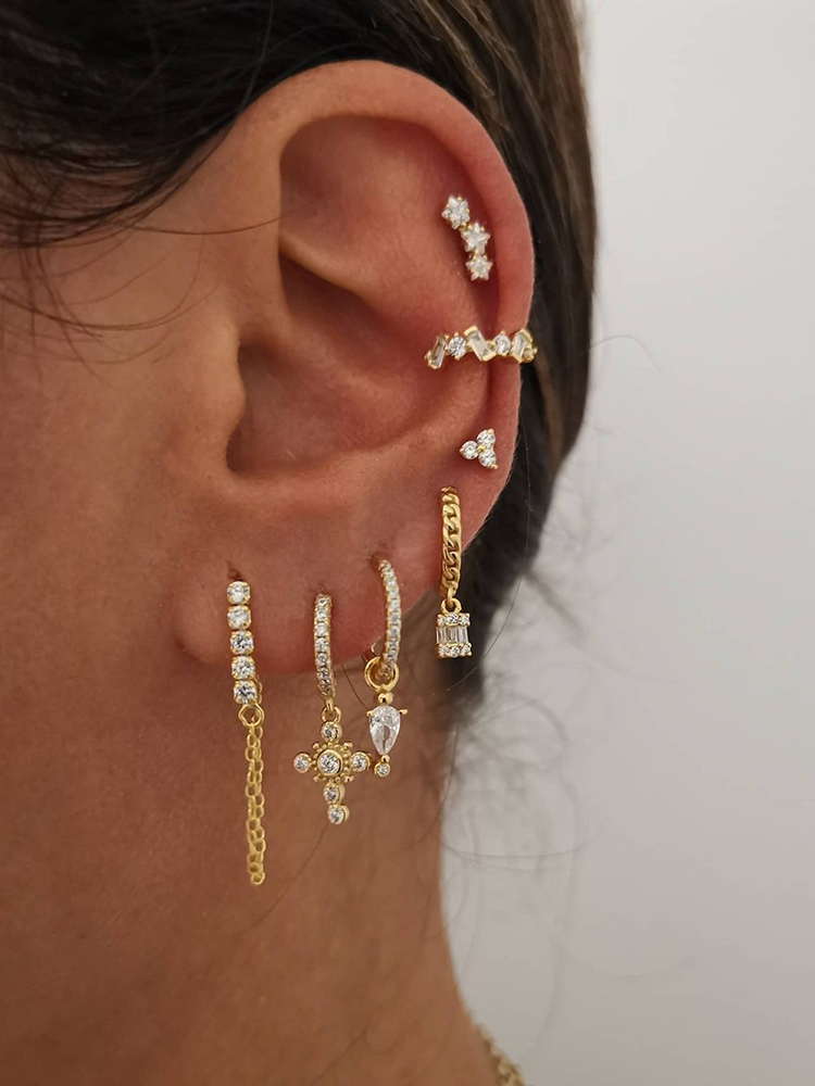 Womenu0027S Fashion Geometric Copper Earrings Gold Plated Inlaid Zircon Zircon Copper Earrings