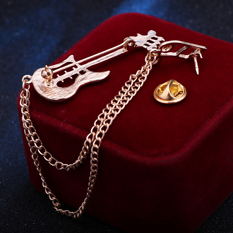 Fashion Guitar Notes Alloy Diamond Artificial Rhinestones Brooches