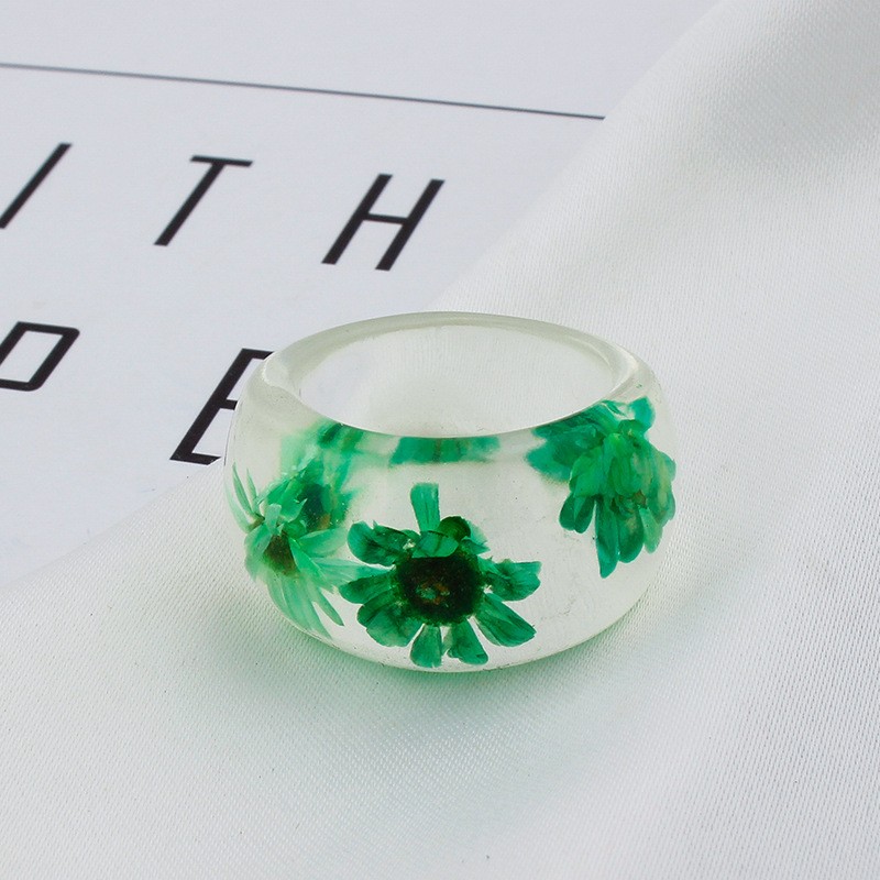 Womenu0027S Sweet Simple Style Flower Synthetic Resin Printing No Inlaid Rings