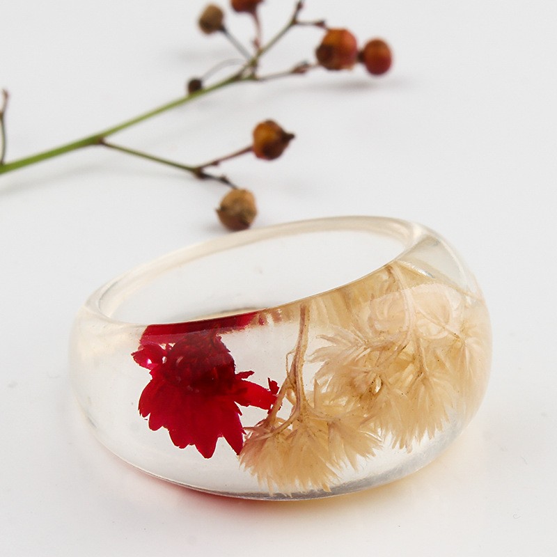 Womenu0027S Fashion Simple Style Flower Synthetic Resin Printing Rings