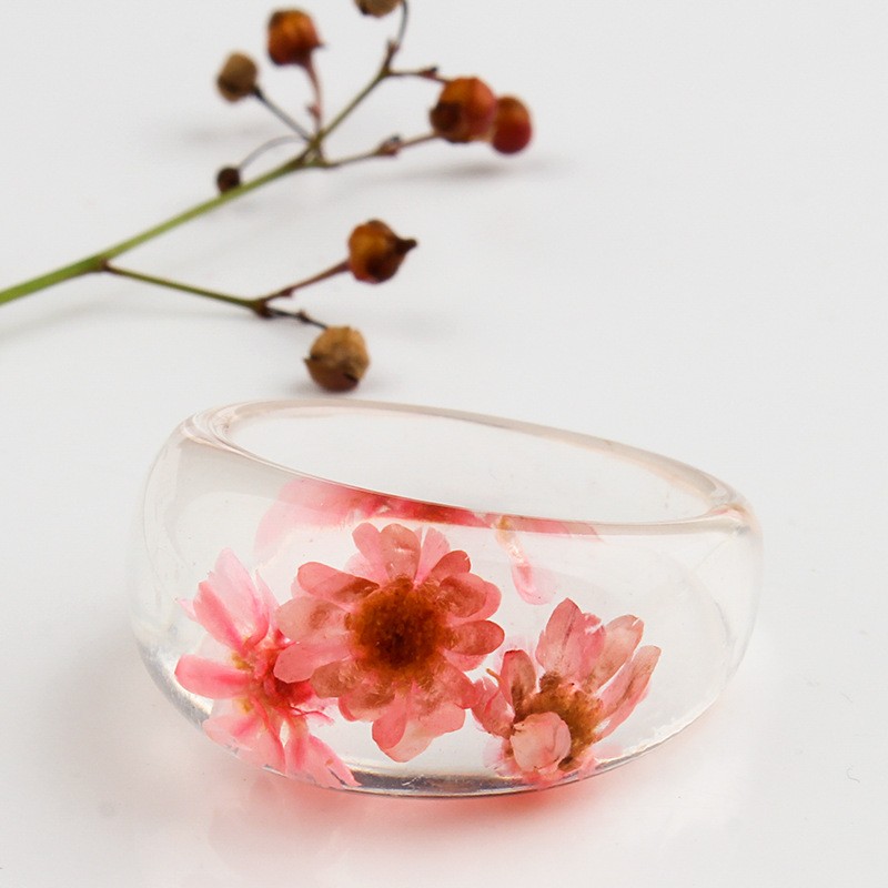 Womenu0027S Fashion Simple Style Flower Synthetic Resin Printing Rings