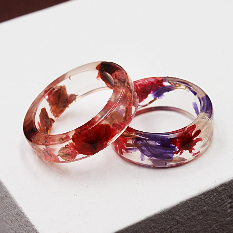 Womenu0027S Retro Flower Transparent Synthetic Resin Rings Rings