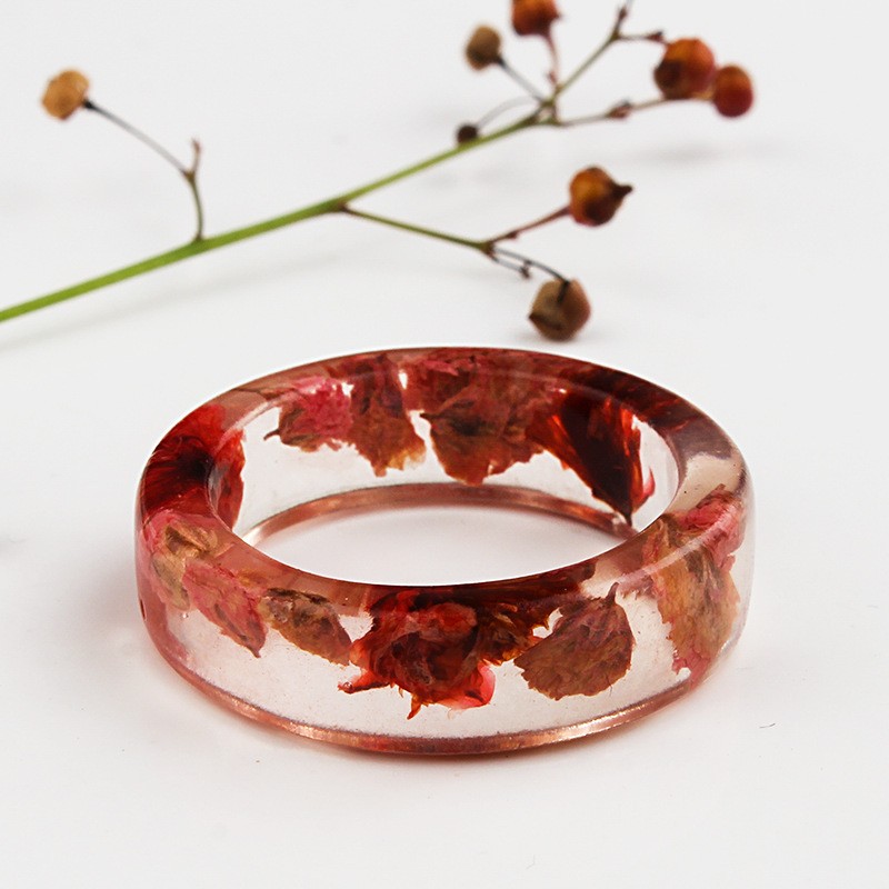 Womenu0027S Retro Flower Transparent Synthetic Resin Rings Rings