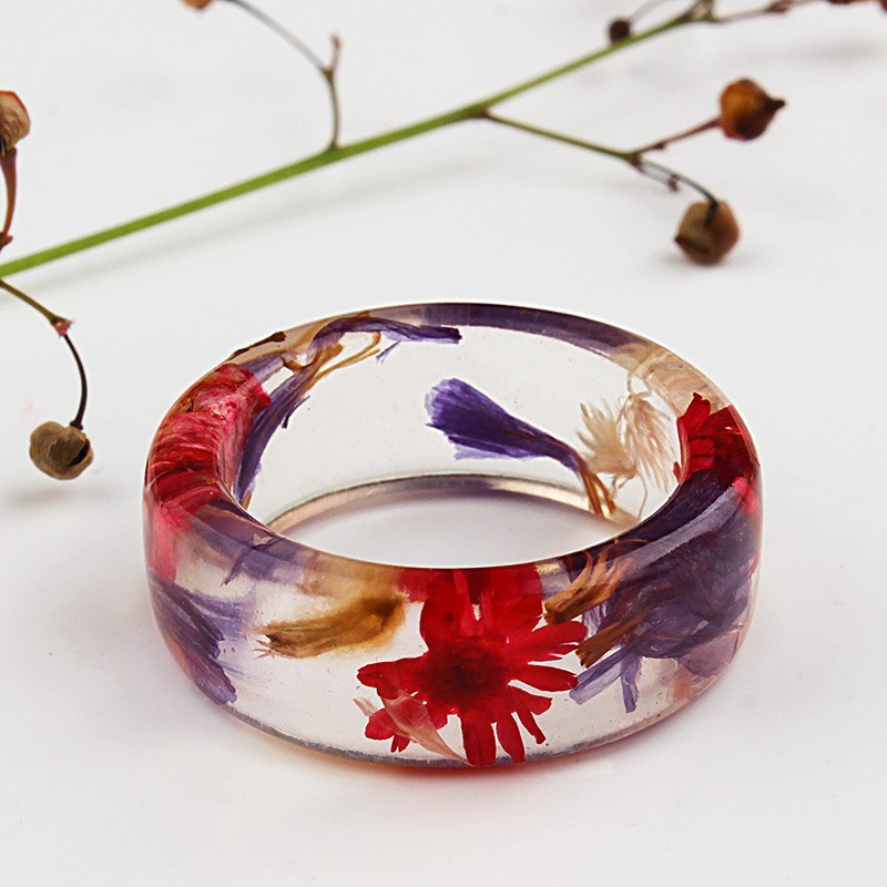 Womenu0027S Retro Flower Transparent Synthetic Resin Rings Rings