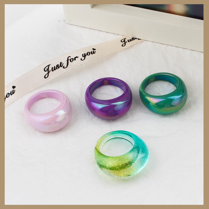 Womenu0027S Simple Style Solid Color Transparent Arylic Synthetic Resin Rings Rings