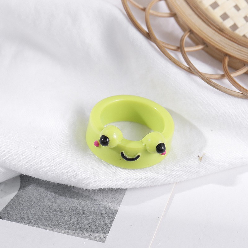 Womenu0027S Cute Frog Arylic Synthetic Resin Rings Printing and Dyeing Rings