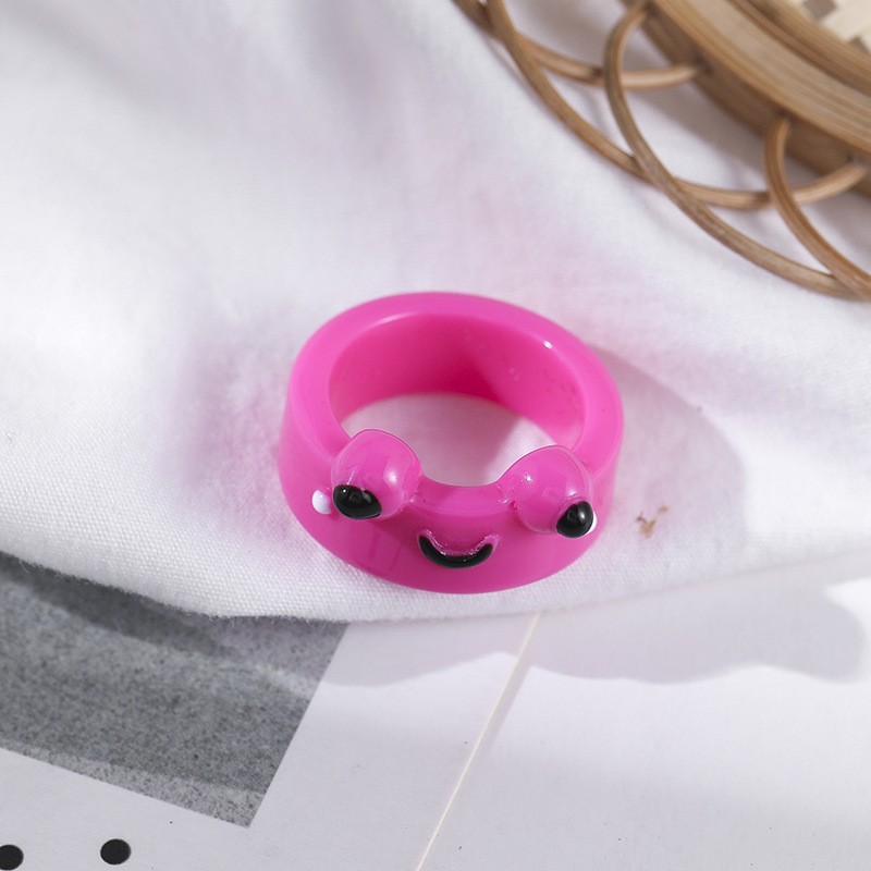 Womenu0027S Cute Frog Arylic Synthetic Resin Rings Printing and Dyeing Rings