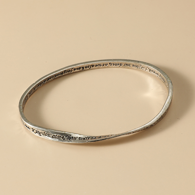 Retro Asymmetrical Dress Letter Alloy No Inlaid Bangle