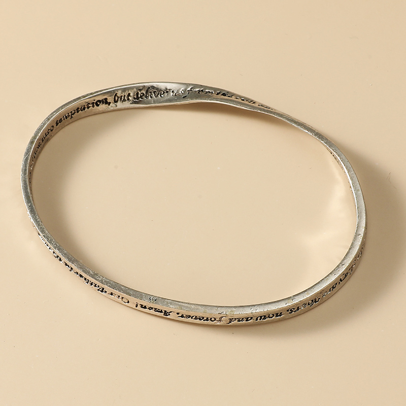 Retro Asymmetrical Dress Letter Alloy No Inlaid Bangle