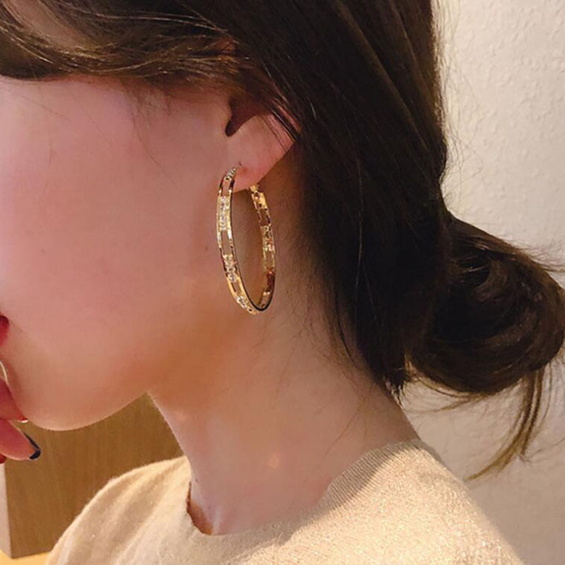 Simple Style Circle Alloy Plating Rhinestone Earrings