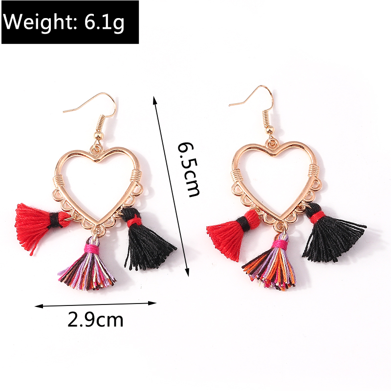 Fashion Heart Shape Alloy Tassel Earrings