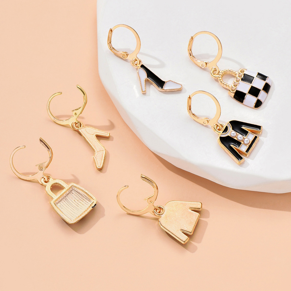 Retro Geometric Pumps Alloy Plating Drop Earrings