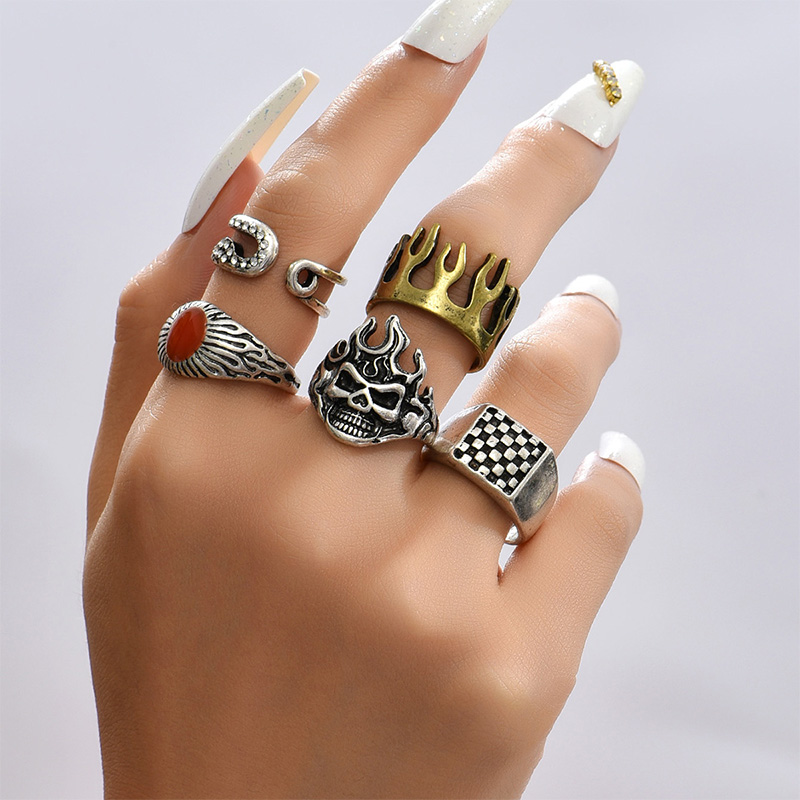 Cool Style Flame Alloy No Inlaid Rings
