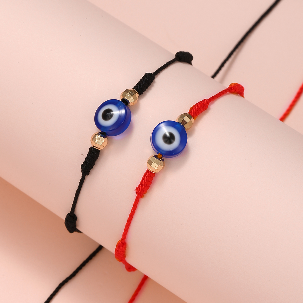 Ethnic Style Eye Cotton Beaded Bracelets 2 Pieces