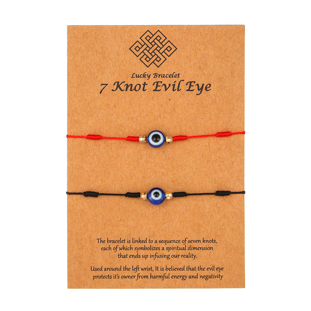 Ethnic Style Eye Cotton Beaded Bracelets 2 Pieces