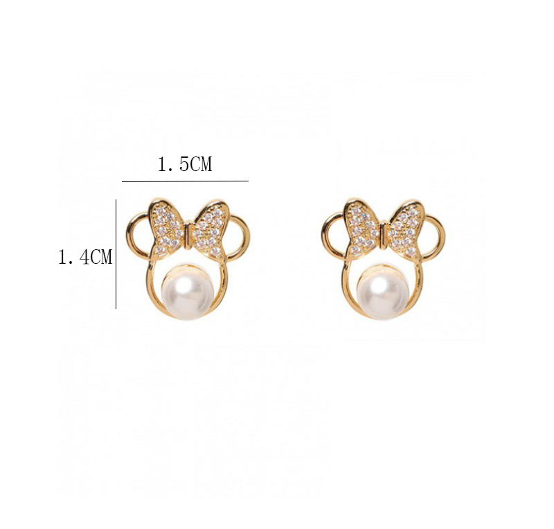 Fashion Bow Knot Alloy Rhinestone Artificial Pearl Ear Studs