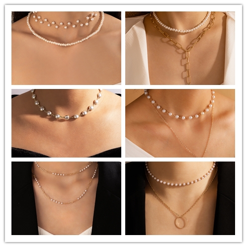 Korean Style Butterfly Alloy Artificial Pearls Necklace