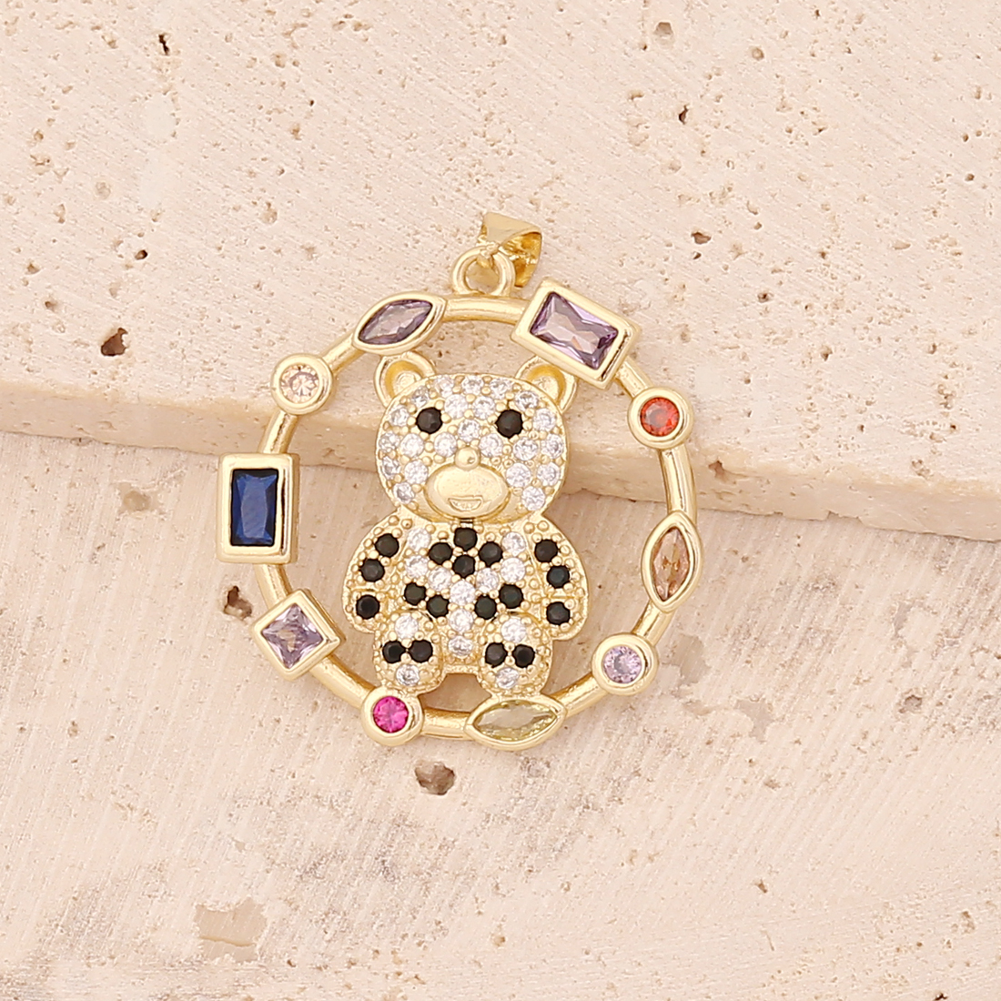 Fashion Animal Stainless Steel Copper Pendant Necklace Hollow Out Inlaid Zircon Zircon Stainless Ste