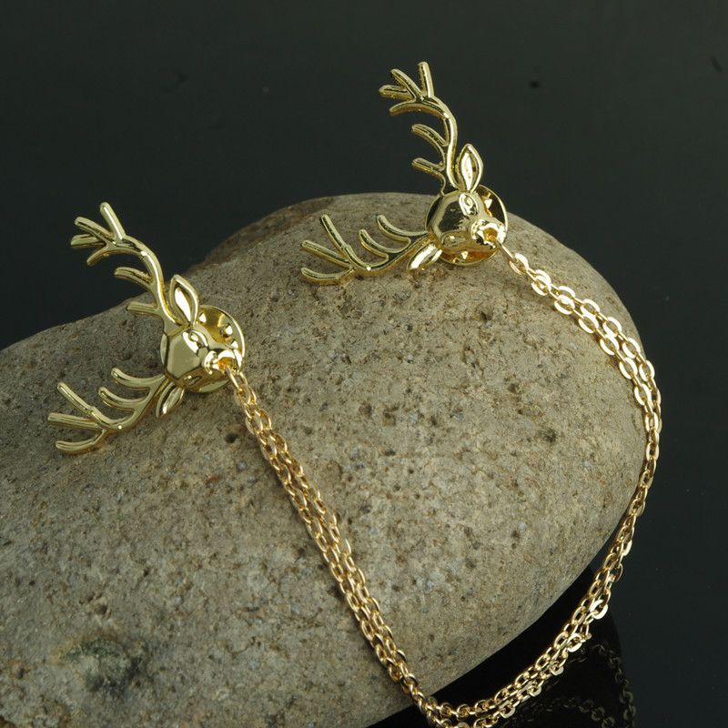 Fashion Elk Alloy Chain Collar Pin