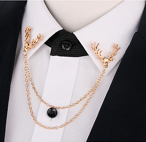 Fashion Elk Alloy Chain Collar Pin
