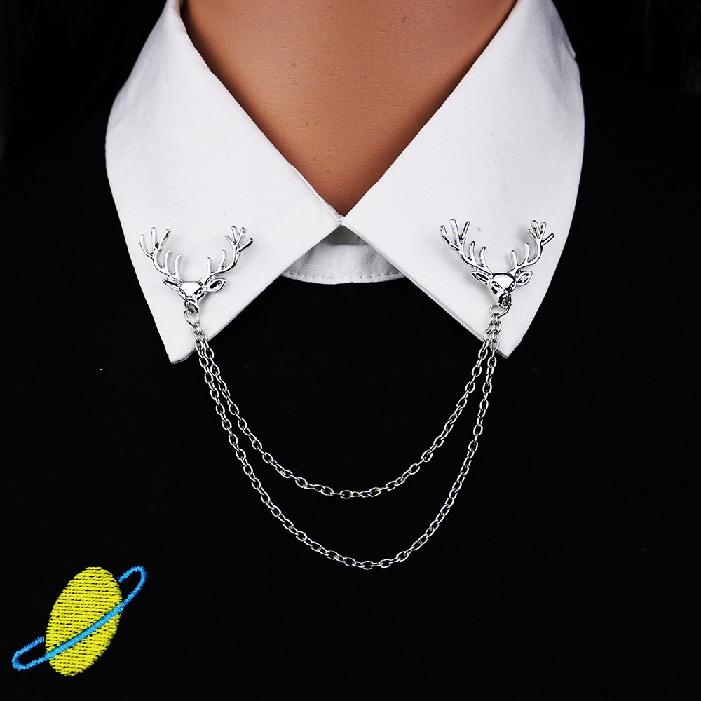 Fashion Elk Alloy Chain Collar Pin