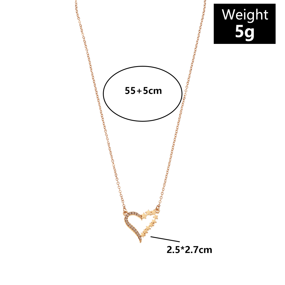 Elegant Heart Shape Alloy Layered Rhinestone Pendant Necklace