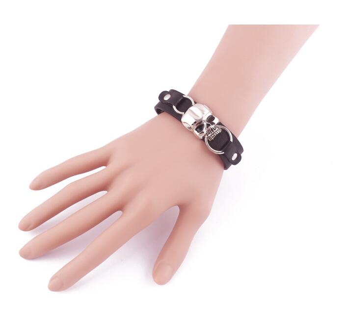 Punk Skull Pu Leather Alloy Bracelets 1 Piece