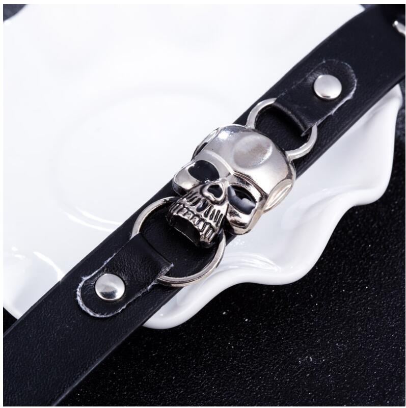Punk Skull Pu Leather Alloy Bracelets 1 Piece
