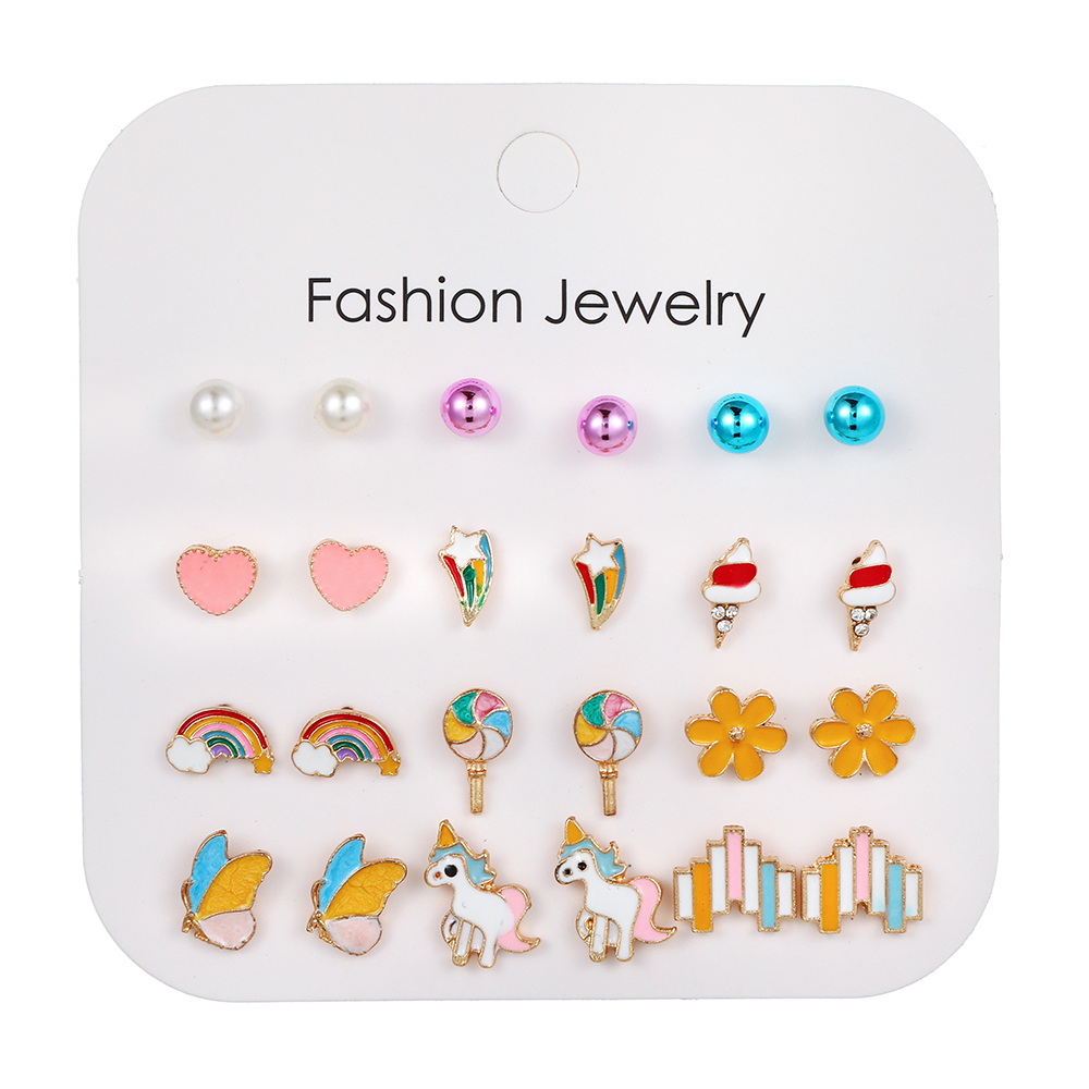 Cute Animal Fruit Alloy Ear Studs 1 Set