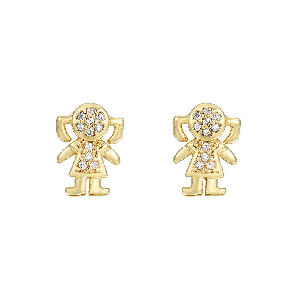 Fashion Palm Tree Fruit Copper Ear Studs Zircon Copper Rings
