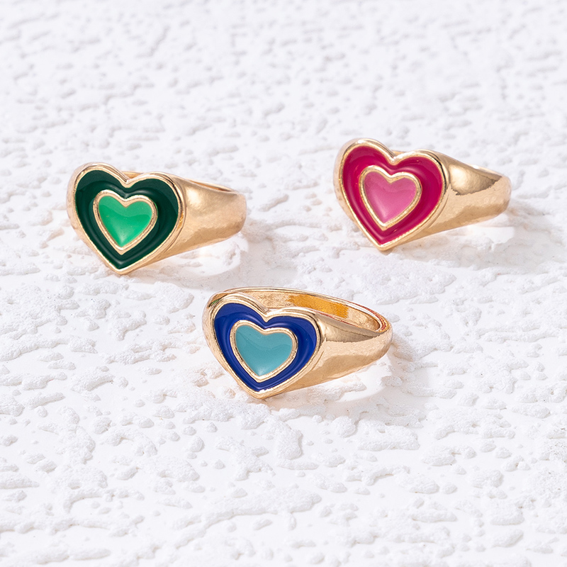Fashion Heart Shape Alloy Epoxy No Inlaid Rings