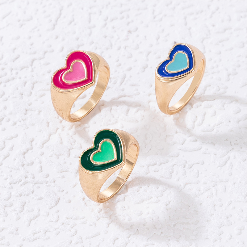 Fashion Heart Shape Alloy Epoxy No Inlaid Rings