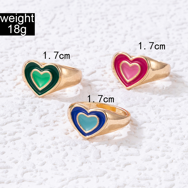 Fashion Heart Shape Alloy Epoxy No Inlaid Rings