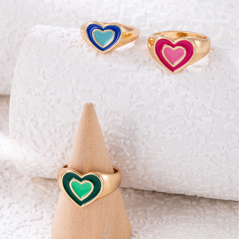 Fashion Heart Shape Alloy Epoxy No Inlaid Rings